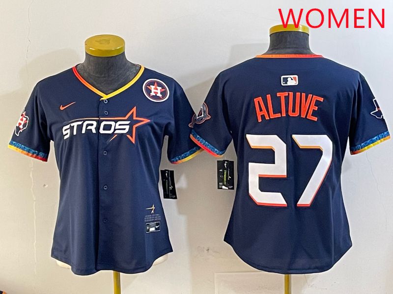 Women Houston Astros #27 Altuve Drak Blue Fourth generation Joint Name 2025 Nike MLB Jersey style 5->women mlb jersey->Women Jersey